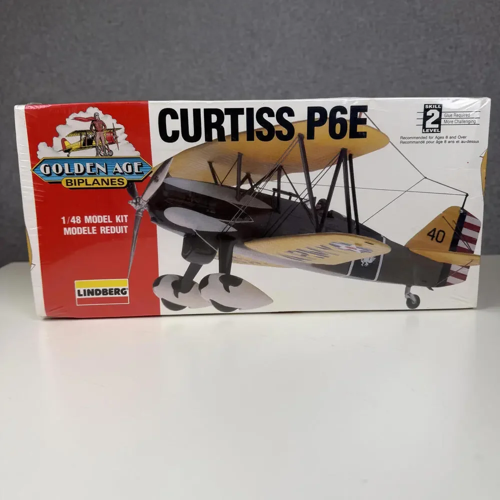 Lindberg Golden Age Biplane Curtiss P6E Plastic Model 1:48 1993 Brand New